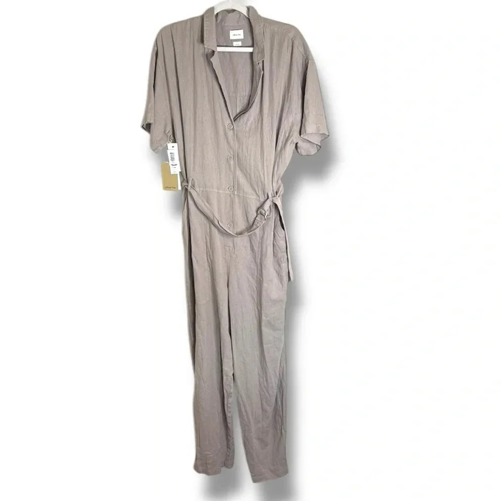 NWT Wilfred Mist Linen Jumpsuit Size Large Gd Ashen